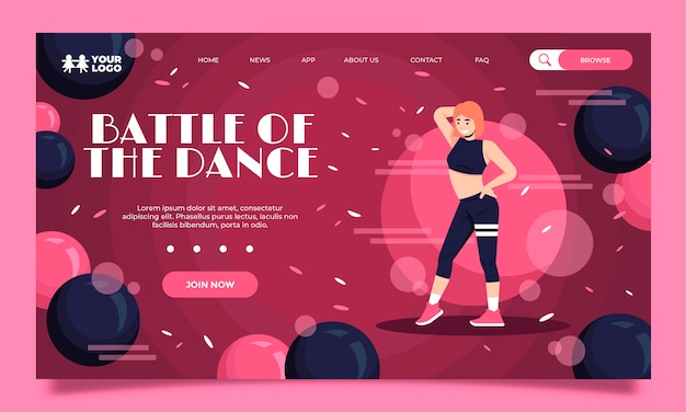 Flat dance show landing page template