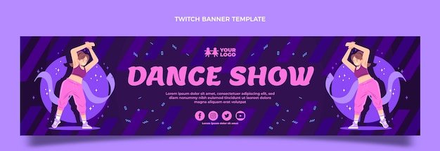 Flat dance show twitch banner