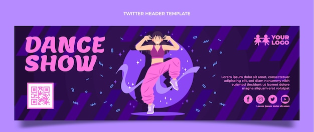 Free vector flat dance show twitter header