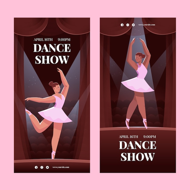 Flat dance show vertical banners set