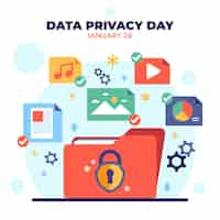 Free vector flat data privacy day illustration