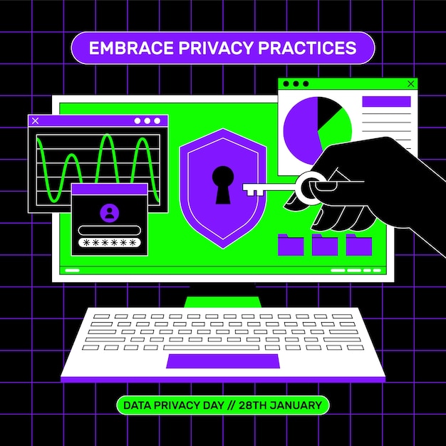 Free vector flat data privacy day illustration