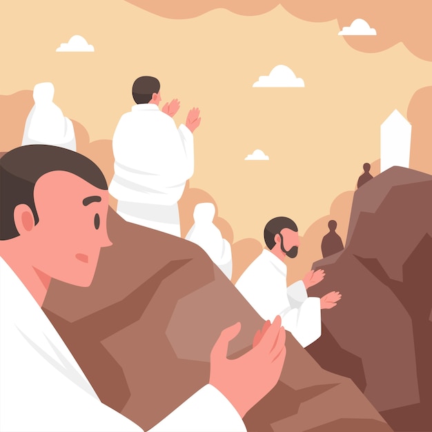 Flat day of arafah celebration illustration