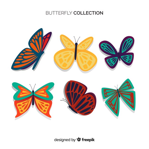 Flat decorated butterflies collection
