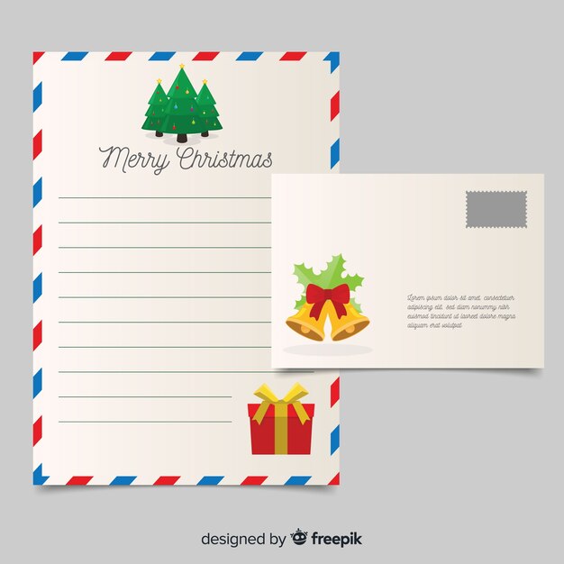 Flat decoration christmas letter template