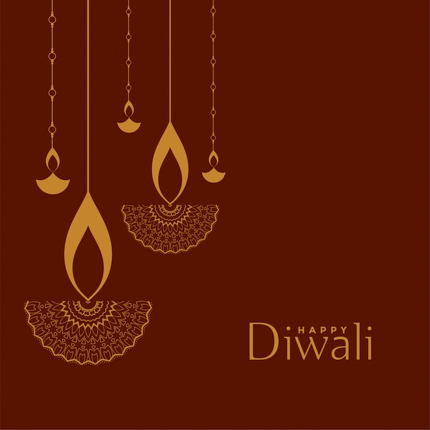 Vettore gratuito illustrazione felice di festival di diwali di stile decorativo piano