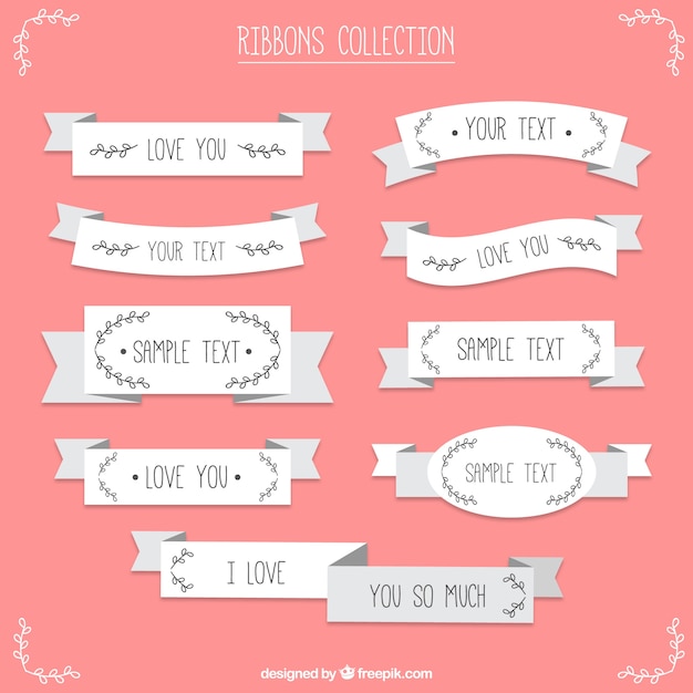 Flat decorative vintage ribbons