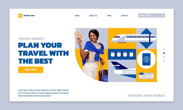 flat deisgn travel agency landing page template