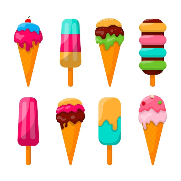 Free vector flat delicious ice cream collection