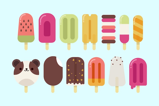 Free vector flat delicious ice cream label pack