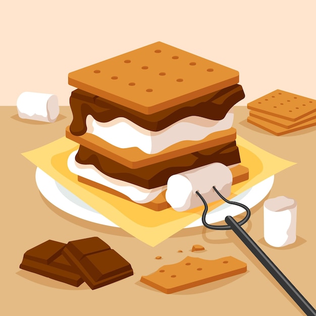 フラットで美味しいs'moreセットイラスト