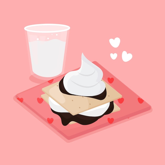 Flat delicious s'more set illustration