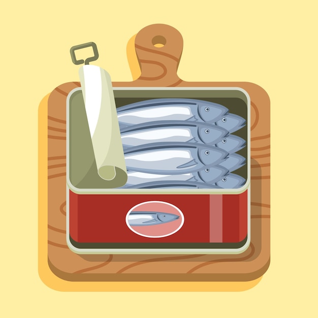 Flat delicious sardine illustration