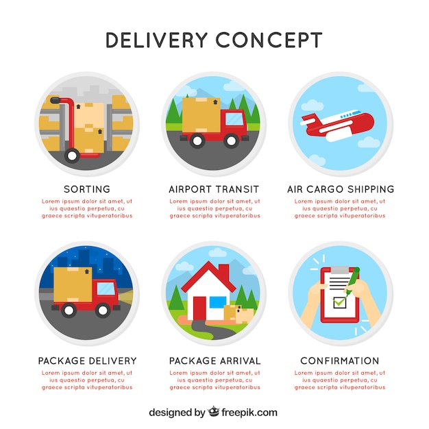 Free vector flat delivery concept with circles