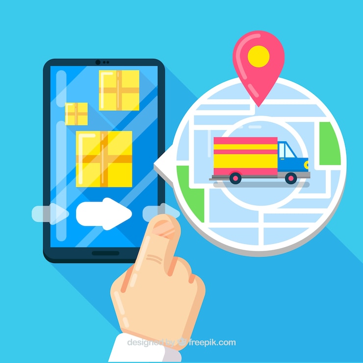 Free Vector flat delivery concept with smartphone