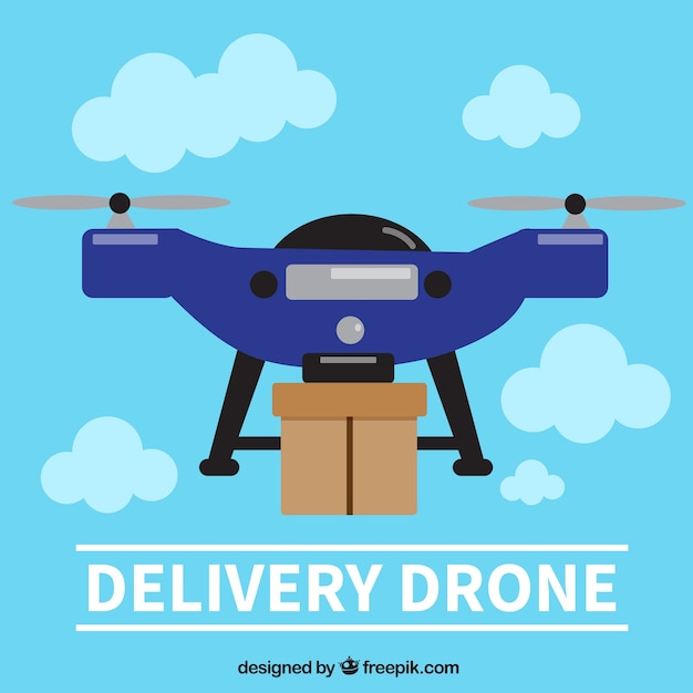 Flat delivery drone flying