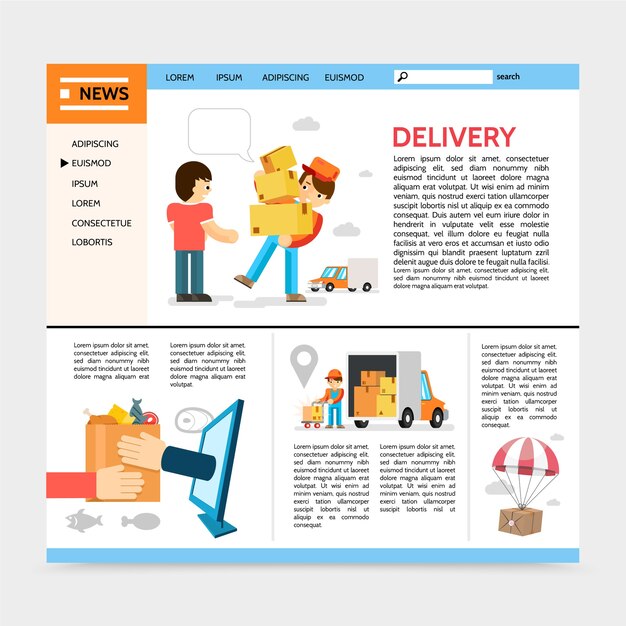 Flat delivery service website template 