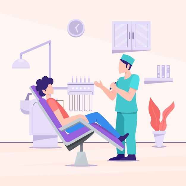 Flat dental care concept illustrated