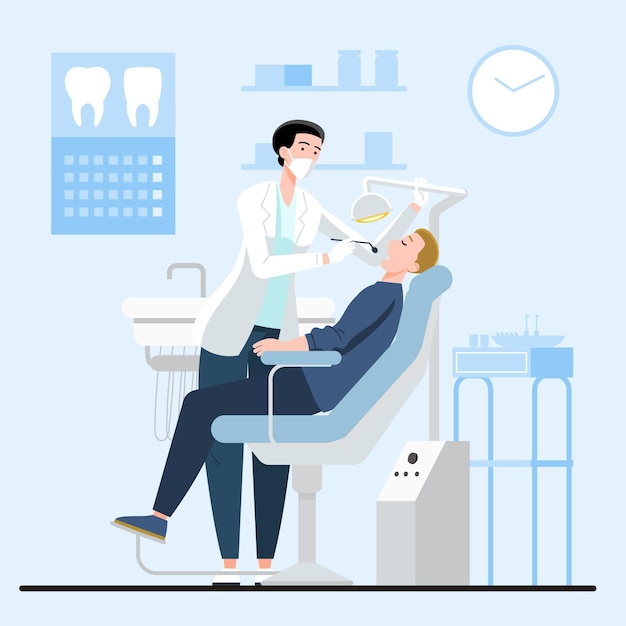 Flat dental care concept illustration