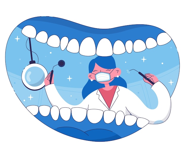 Плоская иллюстрация концепции стоматологической помощи