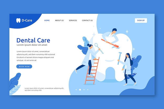 Flat dental care landing page template