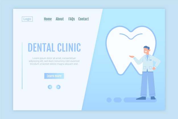 Free vector flat dental care landing page template