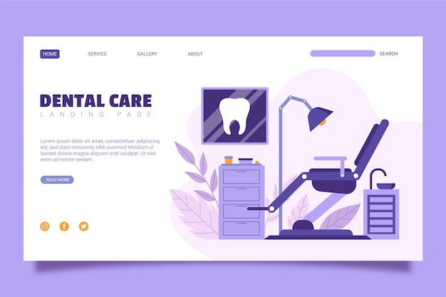 Free vector flat dental care landing page template