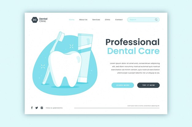 flat dental care landing page template