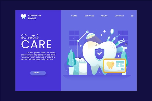 Free vector flat dental care landing page template