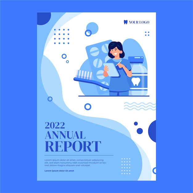 Free vector flat dental clinic annual report template