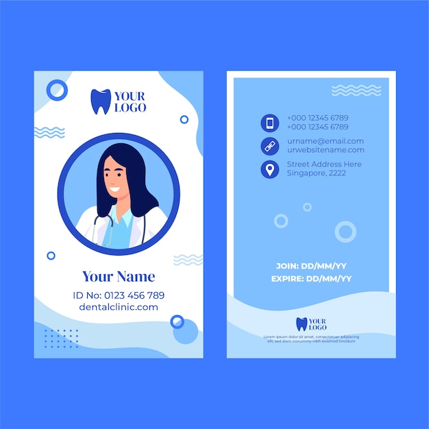 Flat dental clinic id card template