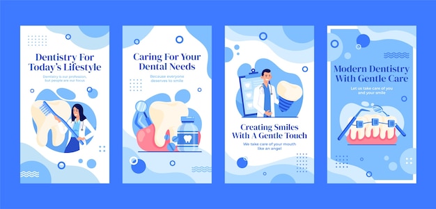 Flat dental clinic instagram stories collection