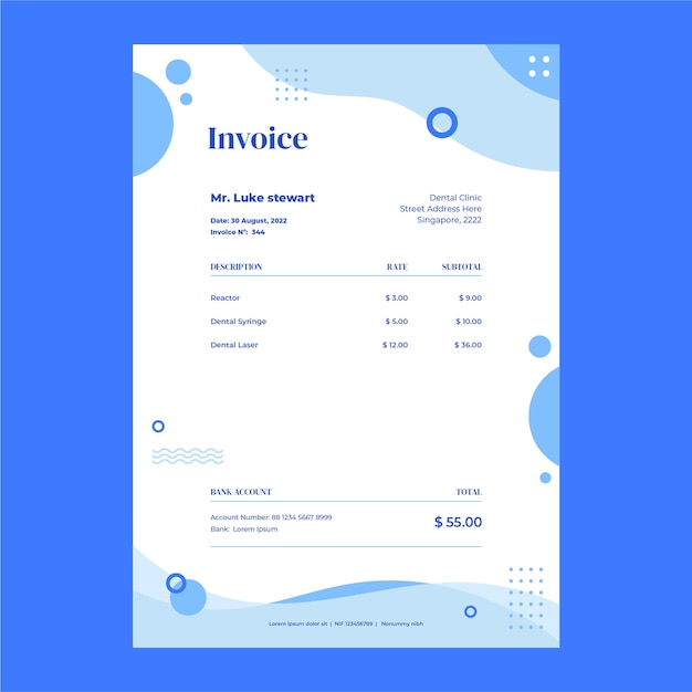 Free vector flat dental clinic invoice template