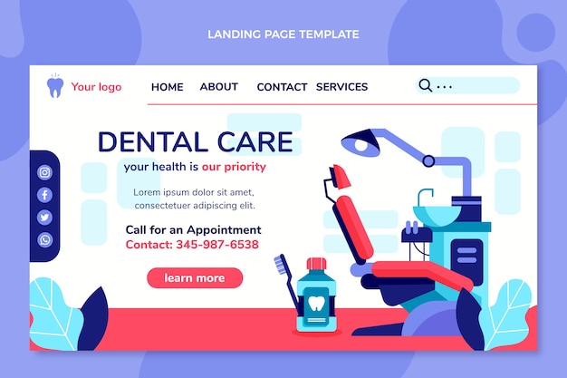 フラット歯科医院のランディングページテンプレート