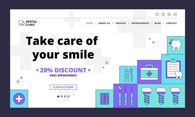 flat dental clinic landing page template