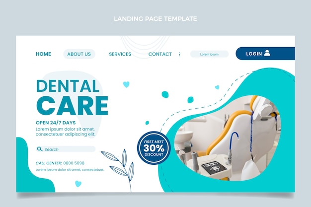 Free vector flat dental clinic landing page template