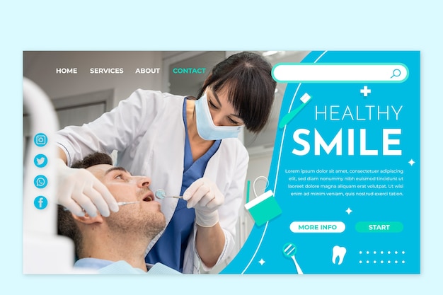 Free vector flat dental clinic landing page template