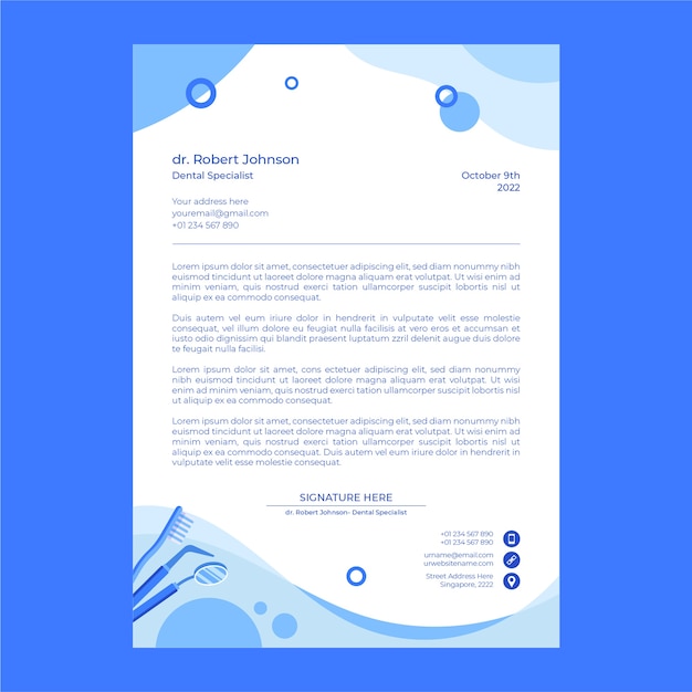 Flat dental clinic letterhead template