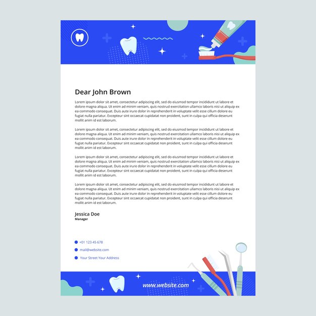 flat dental clinic letterhead template