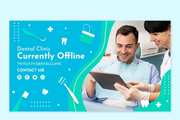 Flat dental clinic twitch background