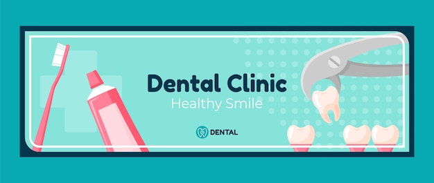 Free vector flat dental clinic twitter header