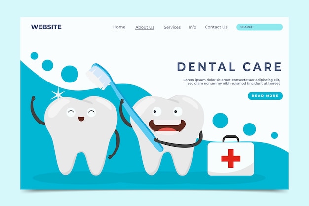 Плоская целевая страница стоматологического здравоохранения