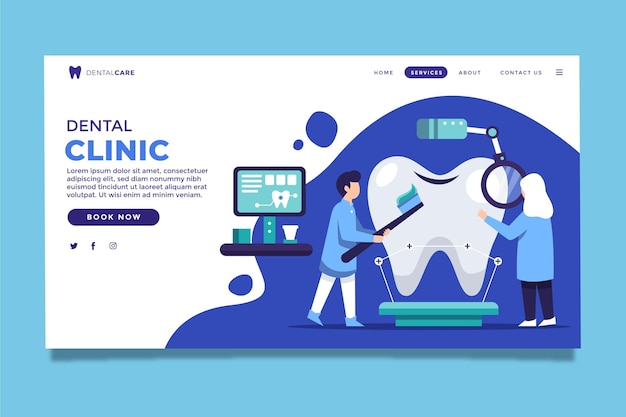 Flat dental healthcare web template