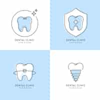 Free vector flat dental logo template pack