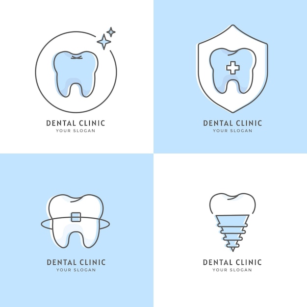 Flat dental logo template pack