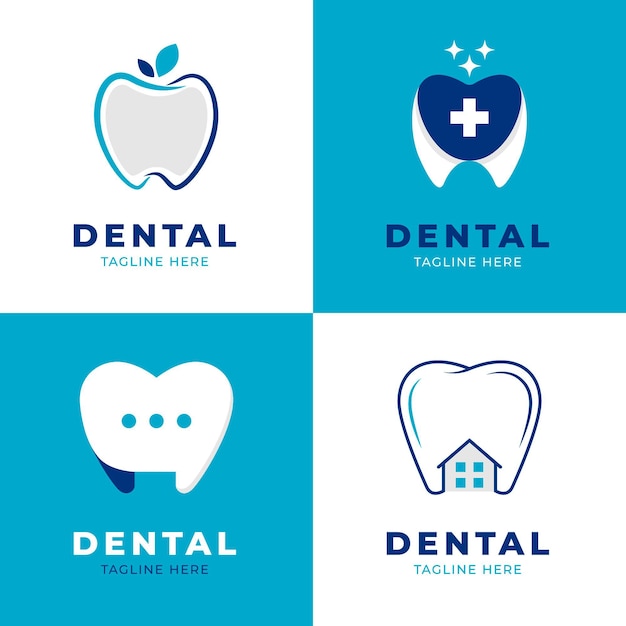 Flat dental logo template pack
