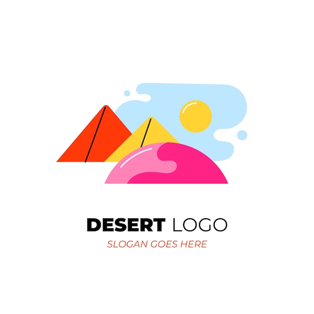Vettore gratuito modello di logo del deserto piatto