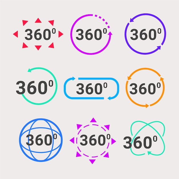 無料ベクター フラットなデザインの 360 度アイコン コレクション