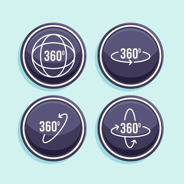 Free vector flat design  360 degrees icons collection