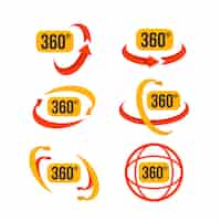 Free vector flat design 360 degrees icons set